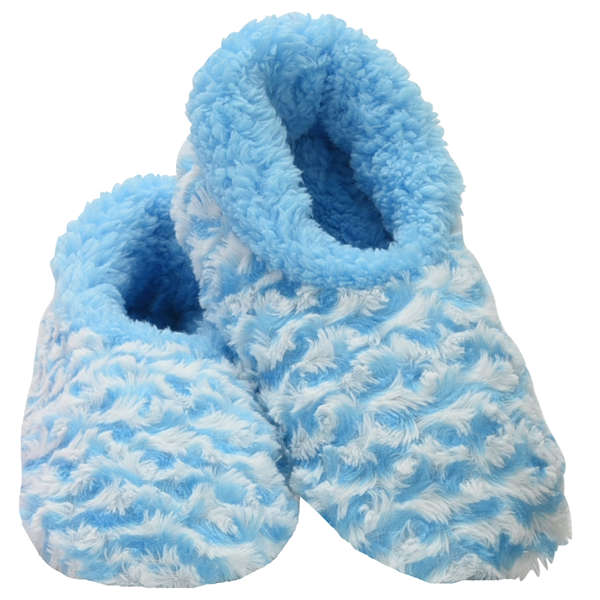 snoozies Womens Fleece Slippers Stripe Blue