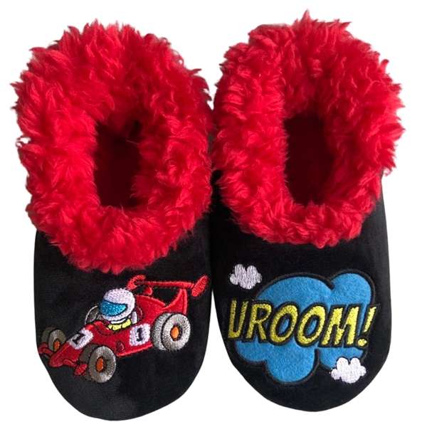 Snoozies Toddlers Fleece Slippers Vroom Pairable
