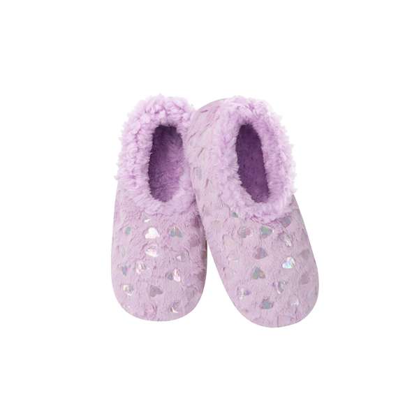 snoozies Womens Fleece Slippers Soft Heart - Mauve