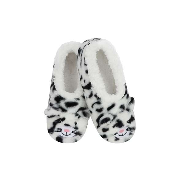 snoozies Kids Fleece Slippers Zoo Crew Snow Leopard