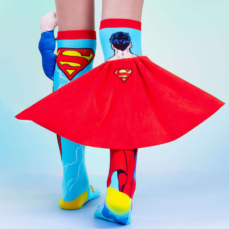 MADMIA DC Superman Knitted Knee-High Socks, 3D arm & Cape Ages 6-99