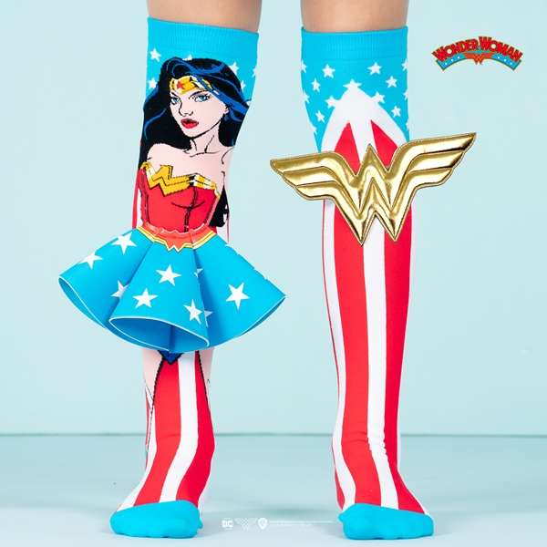DC Wonder Woman Knitted Knee-High Socks, 3D Tutu, Ages 6-99