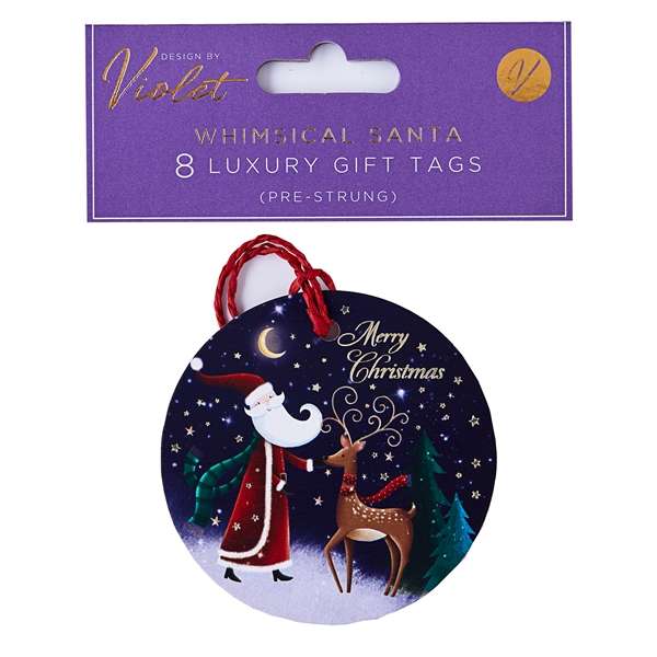 Gift Tags 8Pk Whimsical Santa