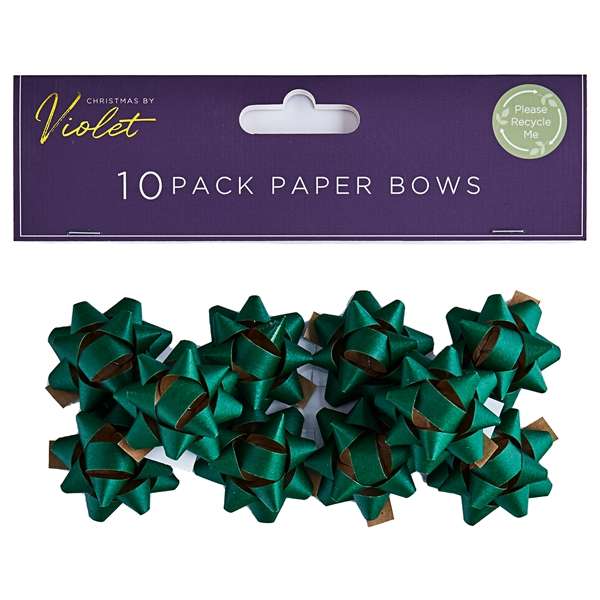 10 Pack Foil Paper Bows Dark Green