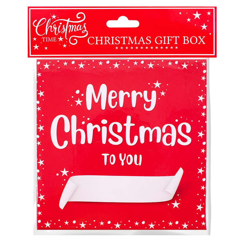Christmas Gift Box Flat Packed Medium Santa & Friends
