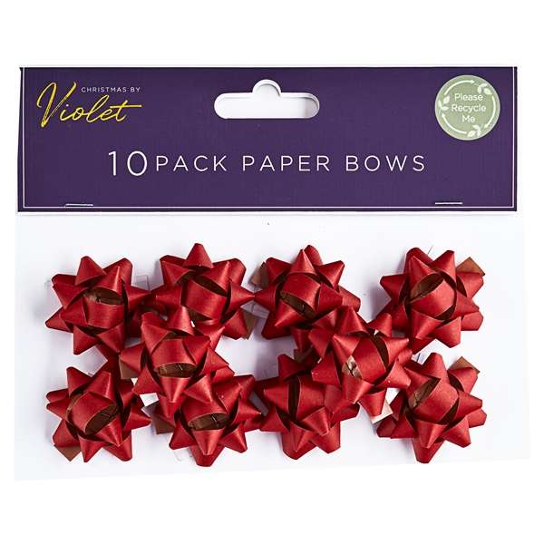 10 Pack Paper Bows Red