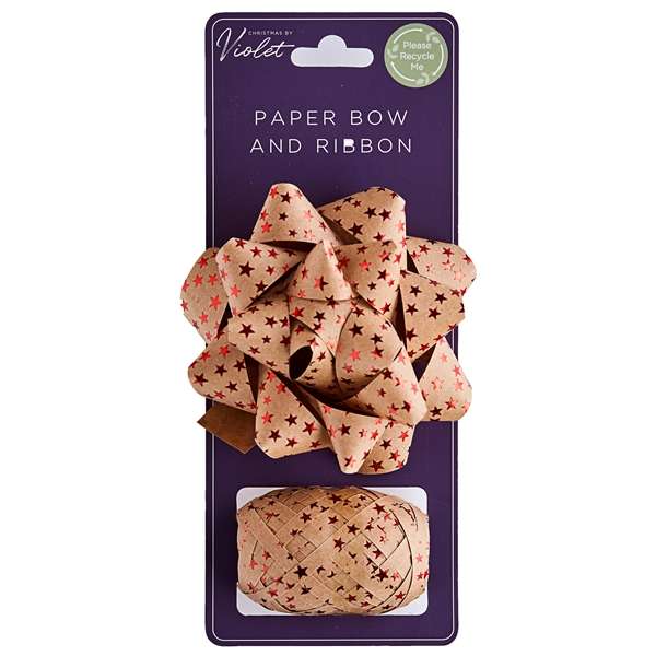 Large Foil Paper Bow & Cop Red
