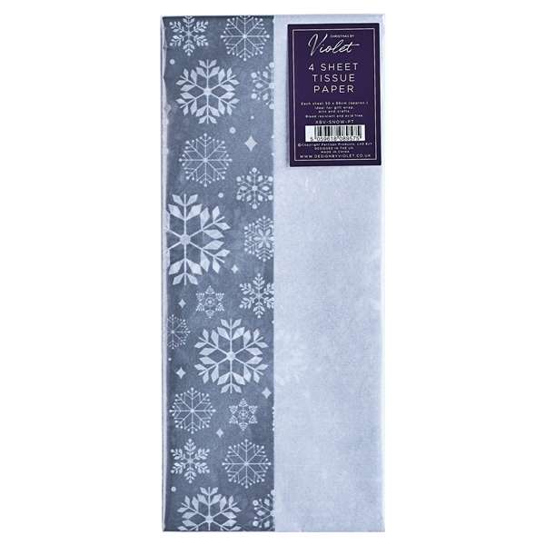 4 Sheet Tissue Paper Silver Snowflake