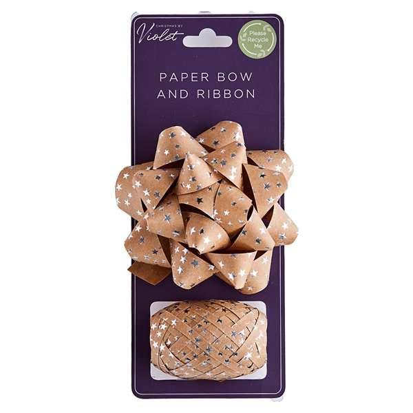 Large Foil Paper Bow & Cop Silver