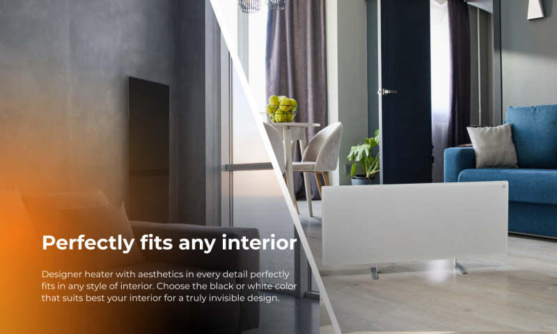 AENO Premium Eco Smart Heater, 700W, Tempered glass, Infrared+convection heating type
