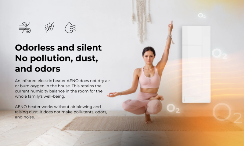 AENO Premium Eco Smart Heater, 700W, Tempered glass, Infrared+convection heating type