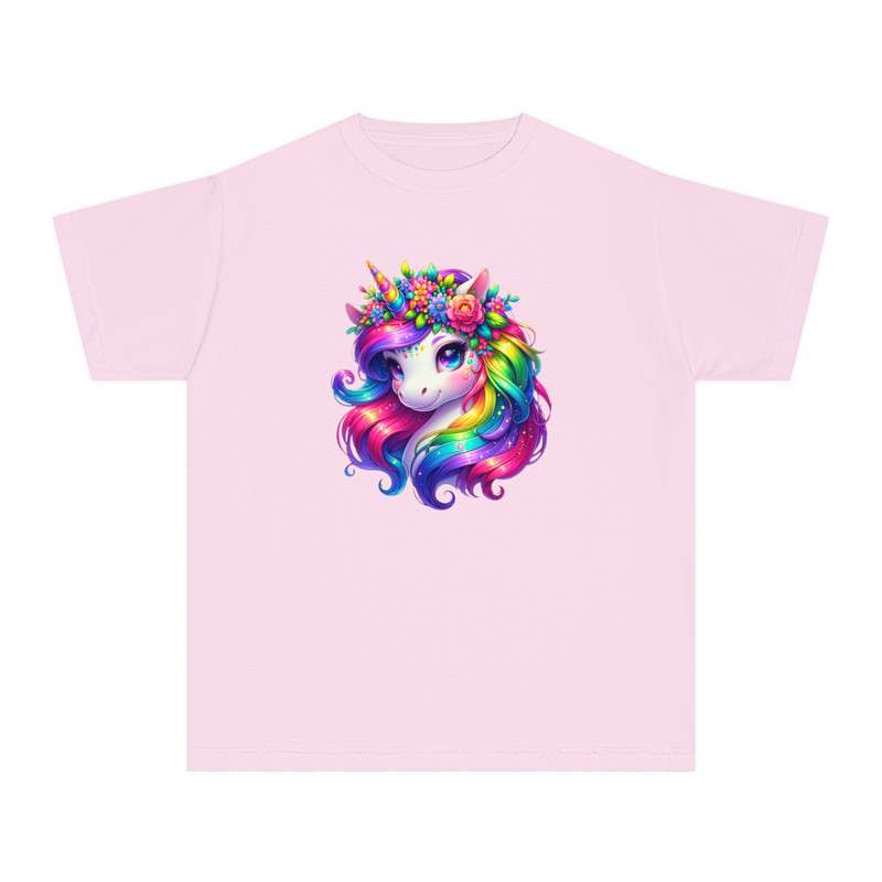 Kids Flower Crown Rainbow Unicorn Tee  Available in Pink and Black