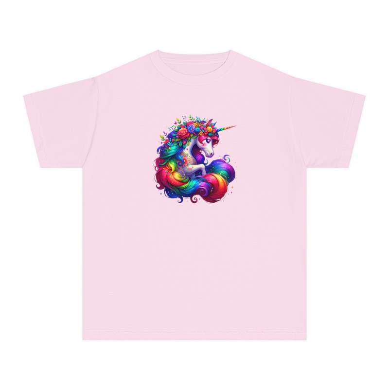 Kids Unicorn with Rainbow Mane & Floral Body Tee  Available in Pink and Black