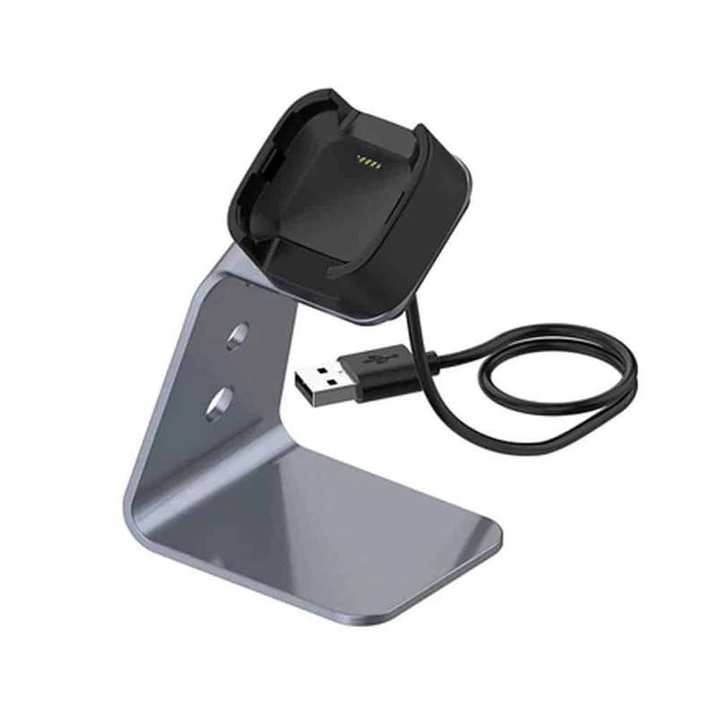 Fitbit Versa/Lite/SE USB magnetic aluminium dock charger stand - Silver
