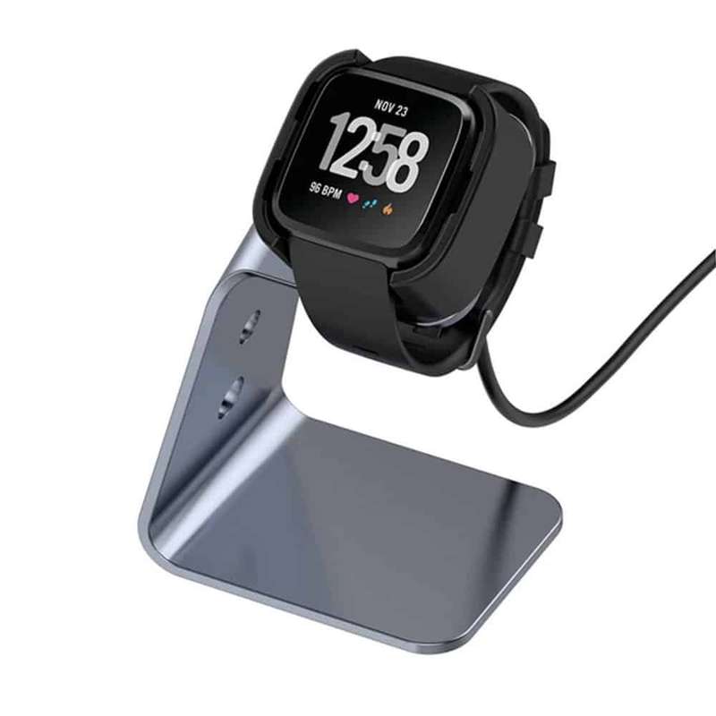 Fitbit Versa/Lite/SE USB magnetic aluminium dock charger stand - Silver