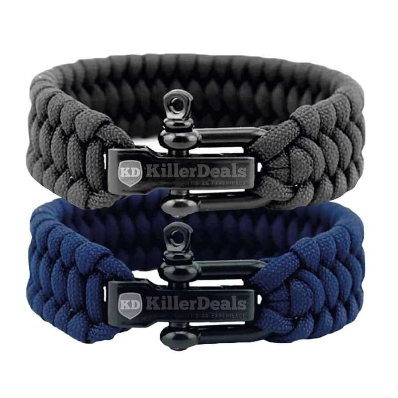 Killer Deals Heavy-Duty Paracord Outdoor Survival Emergency Bracelet- Black