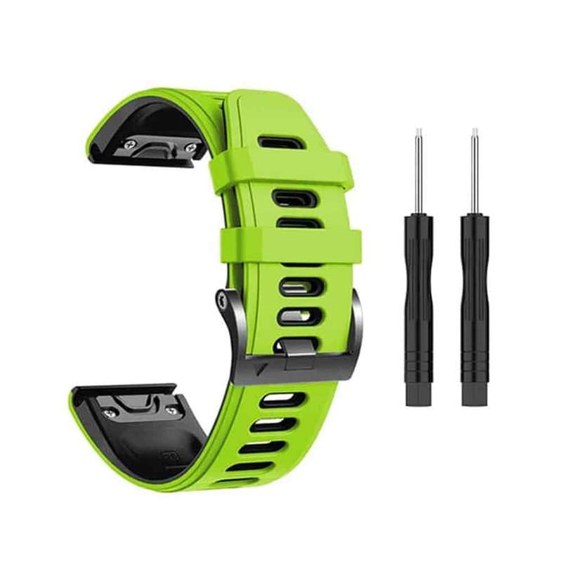 Quick Release Silicone band for Garmin Fenix 5/6/935/945/S60 (22mm) Green+Black