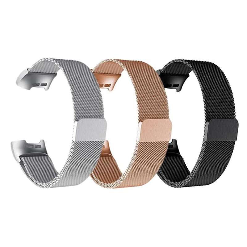Stainless Steel Milanese Loop Strap Fitbit Charge 3/4, Sense S/M - Black