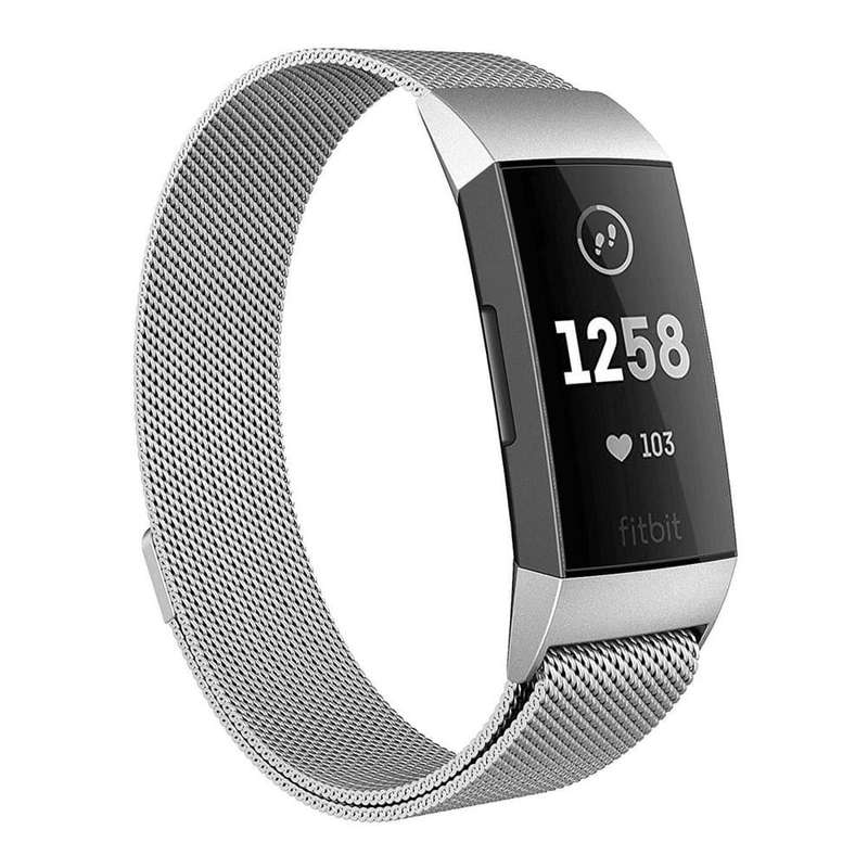 Stainless Steel Milanese Loop Strap Fitbit Charge 3/4, Sense S/M - Black