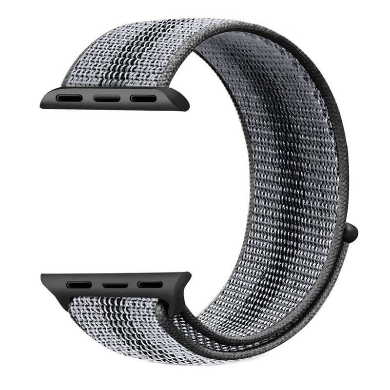 Velcro Nylon Strap for 42/44/45/49mm Apple Watch- Black & Grey