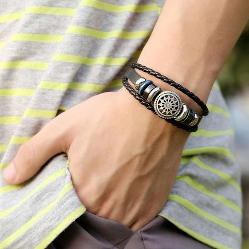 Killer Deals Braided Brown PU Vegan Leather Stainless Steel Bracelet- M/L