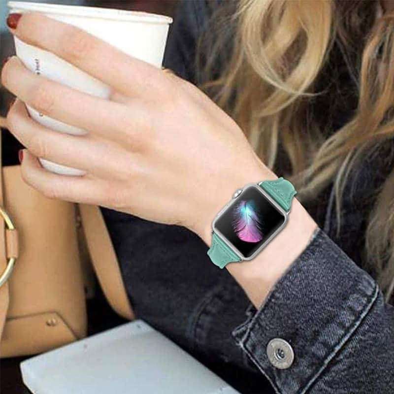 T shape Leather Strap for 38/40/41mm Apple Watch - Grey