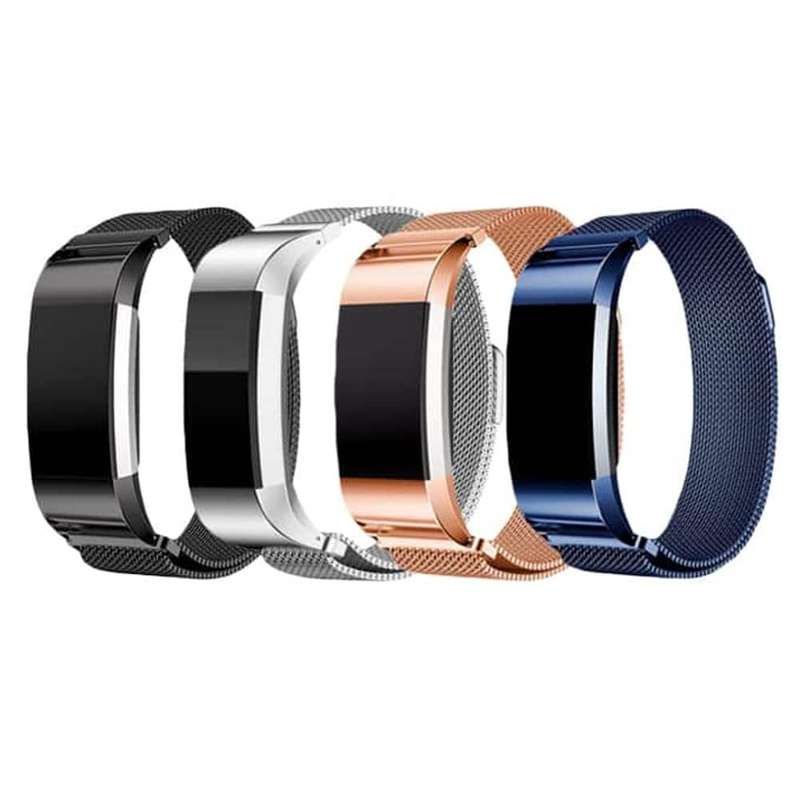 Stainless Steel Milanese Loop Strap for Fitbit Charge 2 S/M - Black