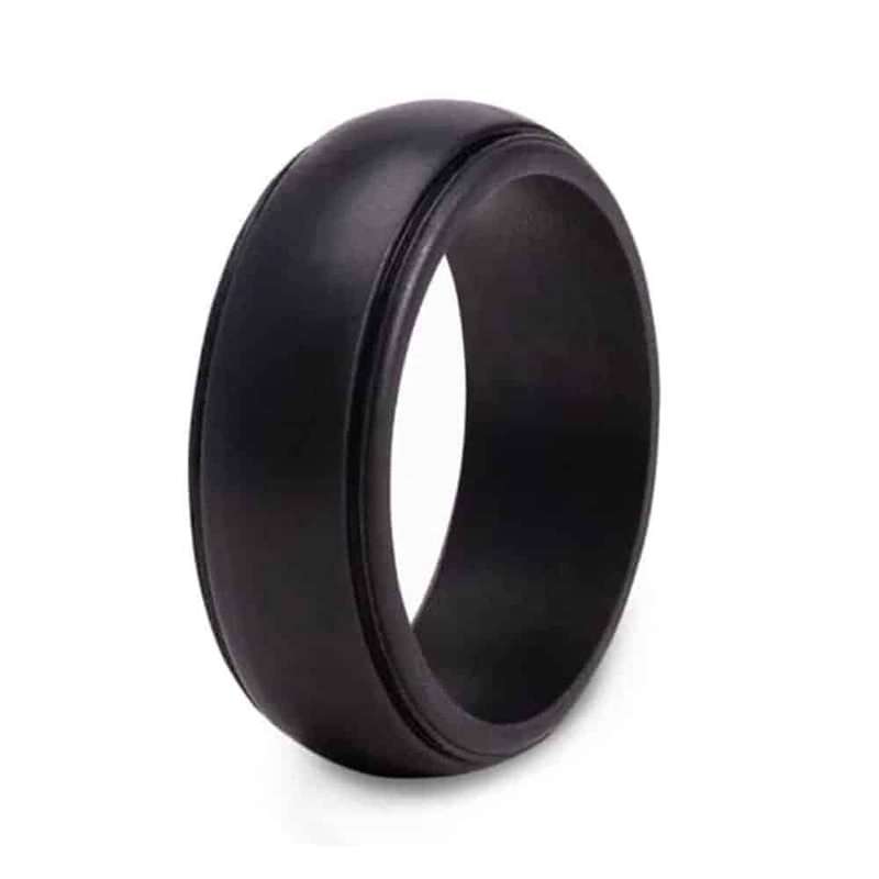 Men's Wedding/Commitment/Exercise Silicone Rings (4-Pack ) Black, Grey, Brown (size 7/O)