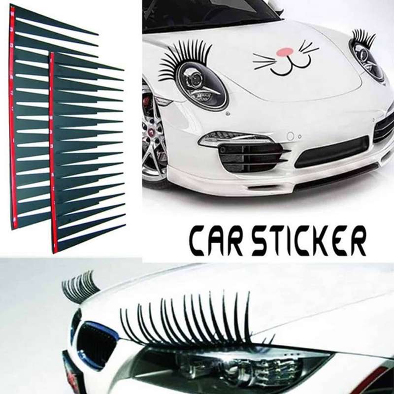 Car Bakkie Headlight Adjustable False Eyelashes Sticker Decor