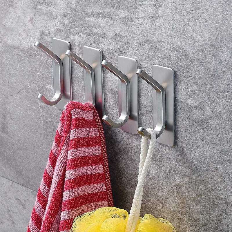 Killer Deals Bathroom Kitchen Heavy Duty Stainless Steel Wall Hook Set x4