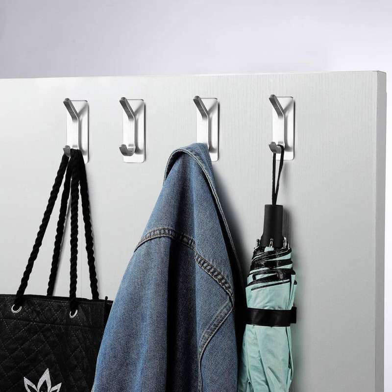 Killer Deals Bathroom Kitchen Heavy Duty Stainless Steel Wall Hook Set x4