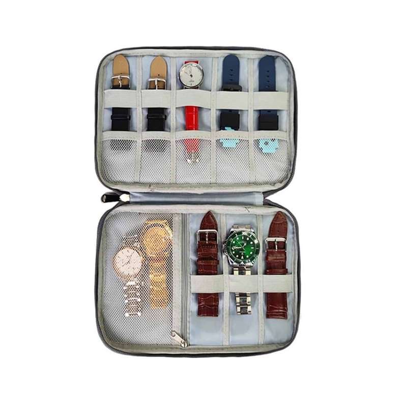 Watch & Strap Storage Nylon Portable Travel Organiser Bag - Black