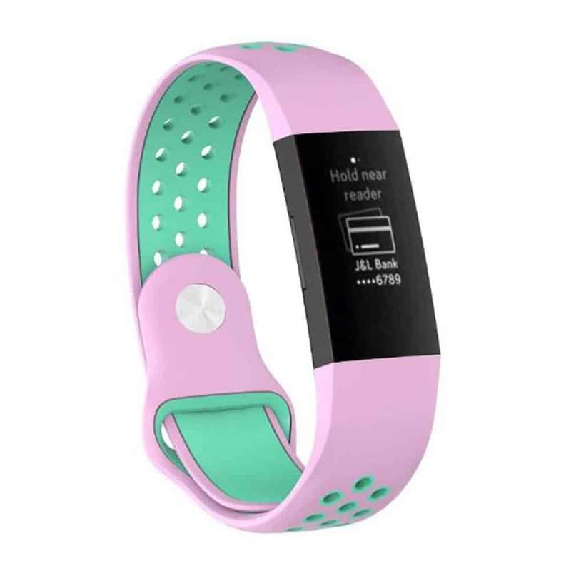 Silicone Band for Fitbit Charge 3(M/L) - Black+Grey