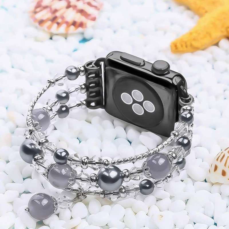 Pearl Beaded Bracelet for 42/44/45/49mm Apple Watch - Grey