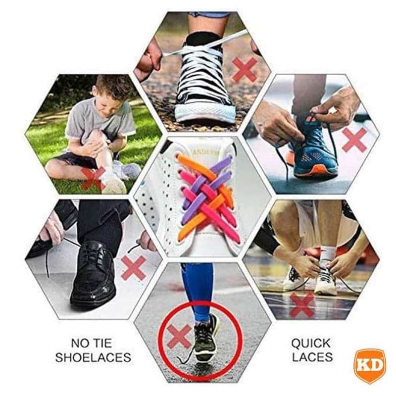 elastic lazy no-tie silicone speed laces - Pink (Adults)(x2 Combo)