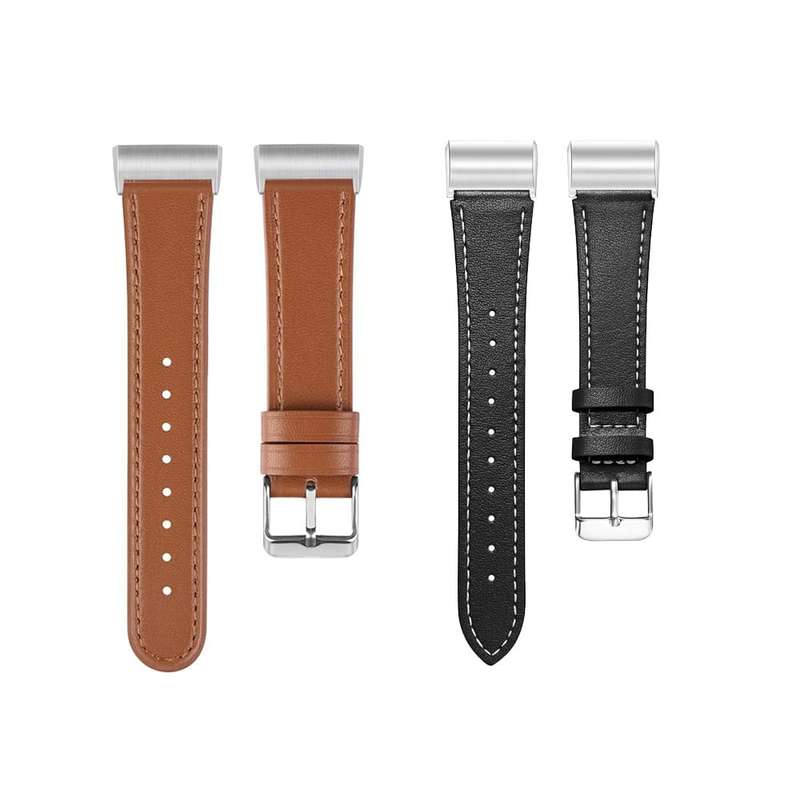 Leather Strap for Fitbit Charge 2- Black + Brown Combo