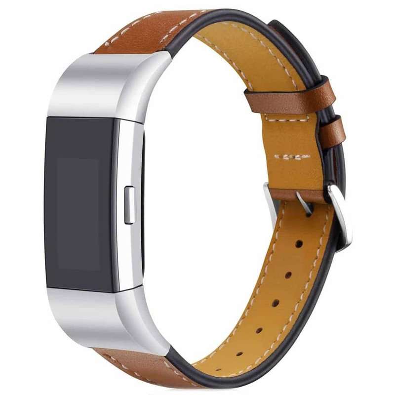 Leather Strap for Fitbit Charge 2- Black + Brown Combo