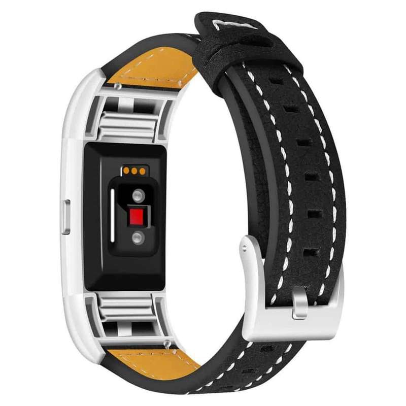 Leather Strap for Fitbit Charge 2- Black + Brown Combo