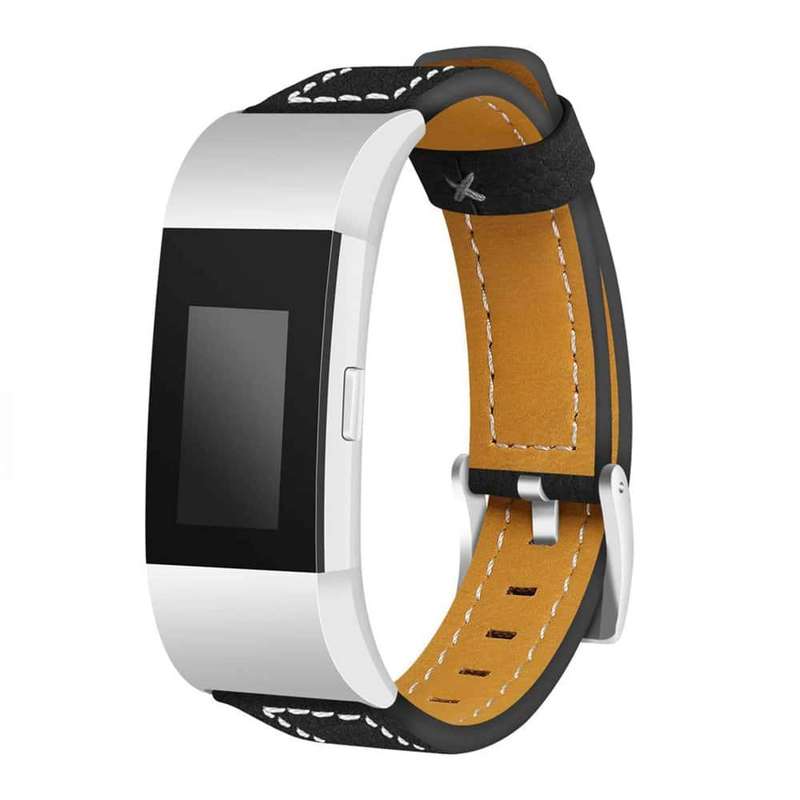 Leather Strap for Fitbit Charge 2- Black + Brown Combo