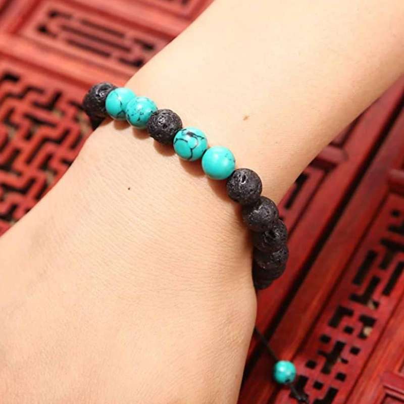 Essential Oil Diffuser Elephant Charm Lava Stone Beaded Bracelet