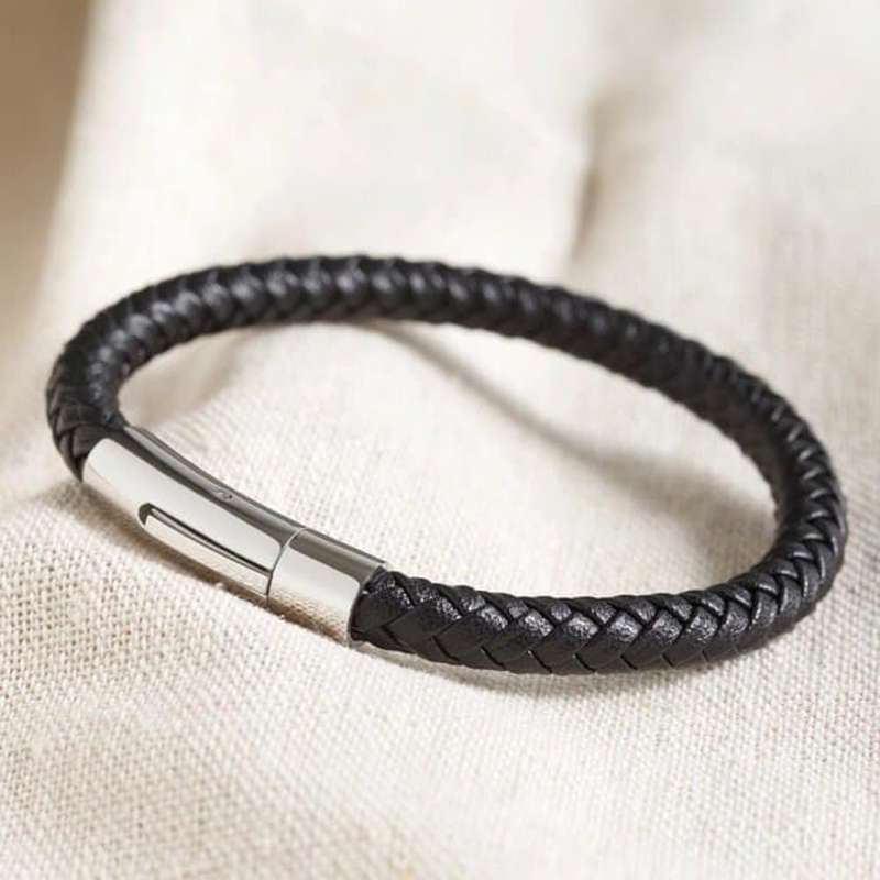 Killer Deals Minimalist Vegan PU Leather & Stainless Steel Bracelet- M/L