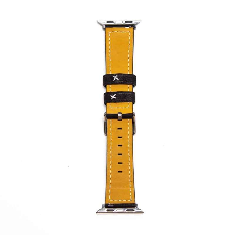 Replacement Leather Strap for 42/44/45/49mm Apple Watch- Black