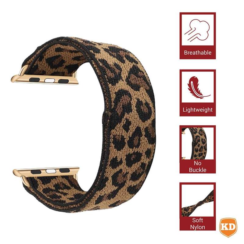 Stretchy Elastic Nylon Strap for 42/44/45/49mm Apple Watch- Leopard