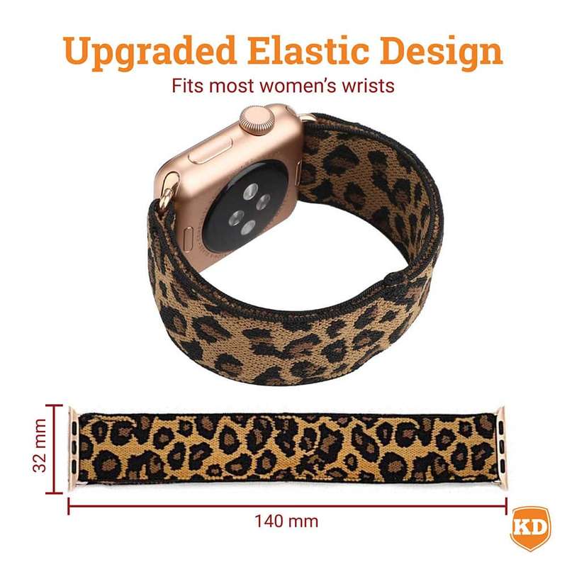 Stretchy Elastic Nylon Strap for 42/44/45/49mm Apple Watch- Leopard