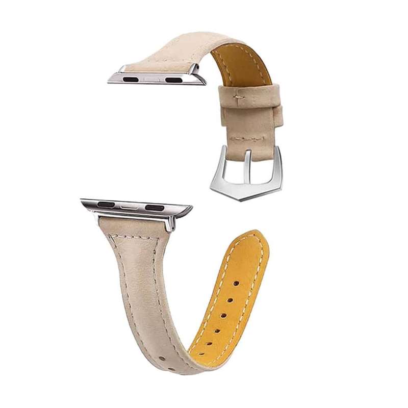 T shape Leather Strap for 38/40/41mm Apple Watch - Apricot