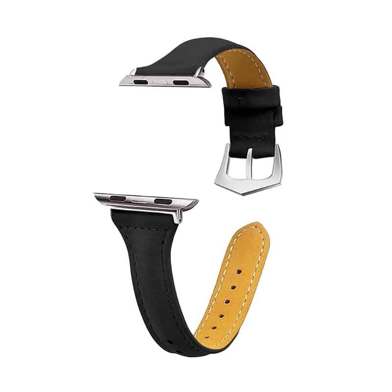 T shape Leather Strap for 38/40/41mm Apple Watch - Black