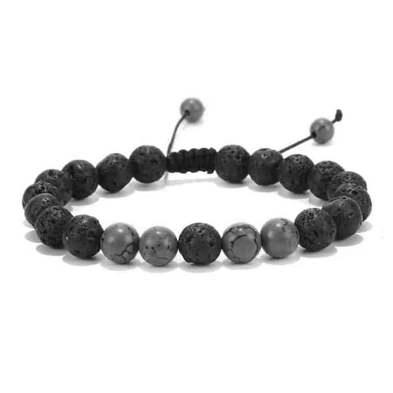 Aromatherapy Oil Diffuser Lava Stone Snowflake Obsidian Bracelet - Black