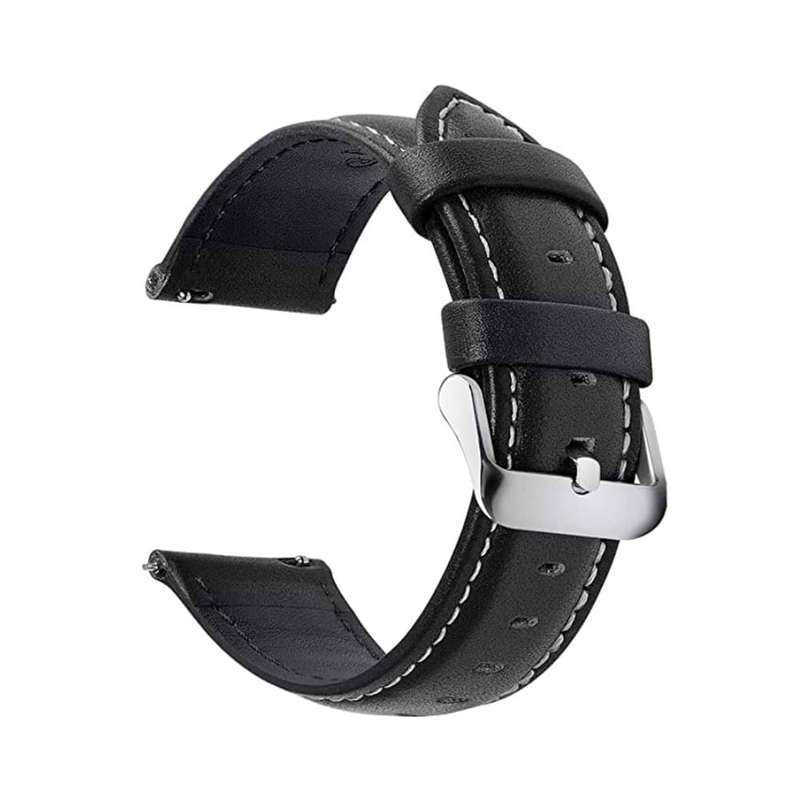 24mm Universal watch replacement genuine leather strap - Black (S-M-L)