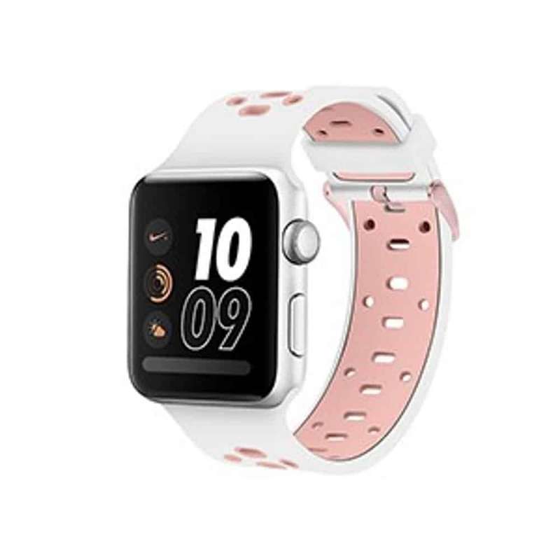 Silicone Strap for 38/40/41mm Apple Watch- White & Pink