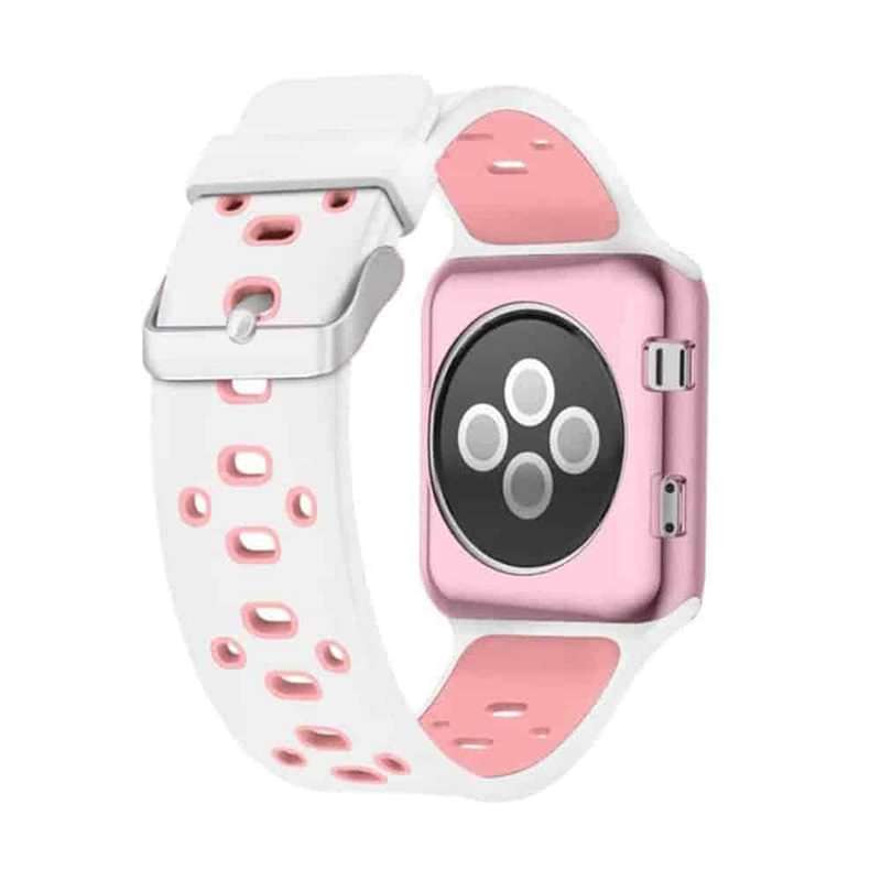 Silicone Strap for 38/40/41mm Apple Watch- White & Pink
